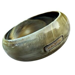 RARE Vintage Halston Couture Acrylic Lucite Swirl Bangle Bracelet Earth Tone